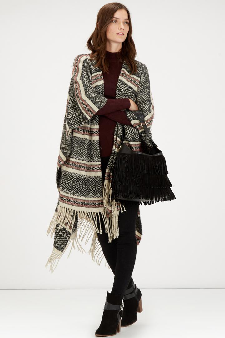 Warehouse Leather Fringe Bucket Bag