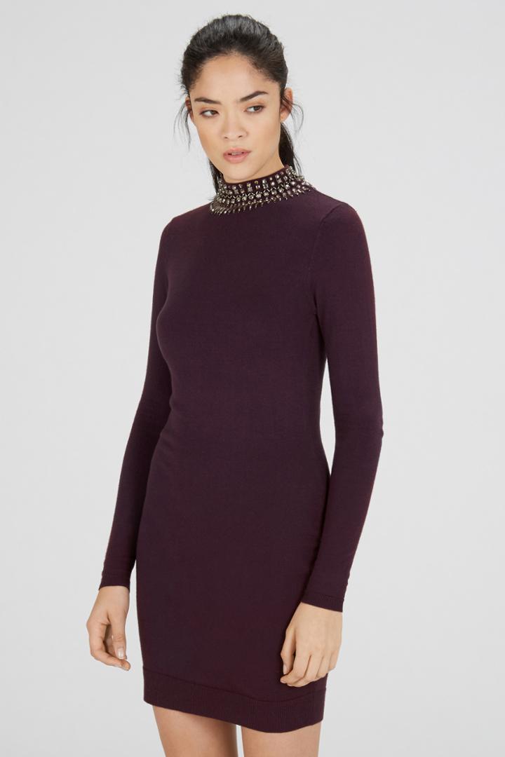 Warehouse Premium Diamante Collar Dress