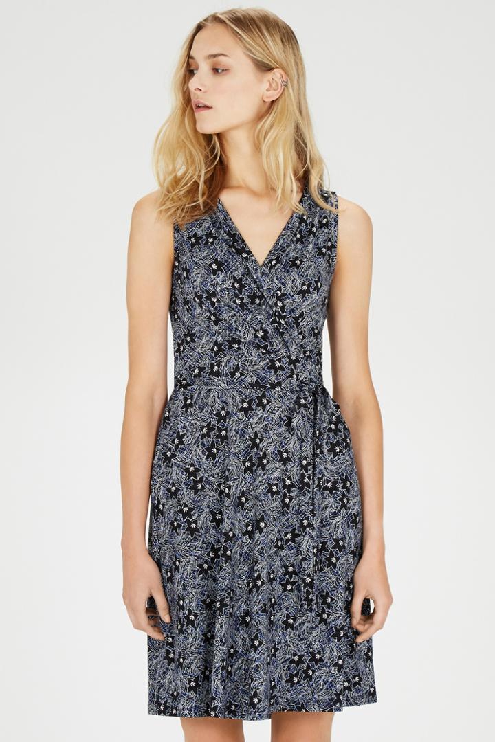 Warehouse Zen Floral Sleeveless Wrap Dress