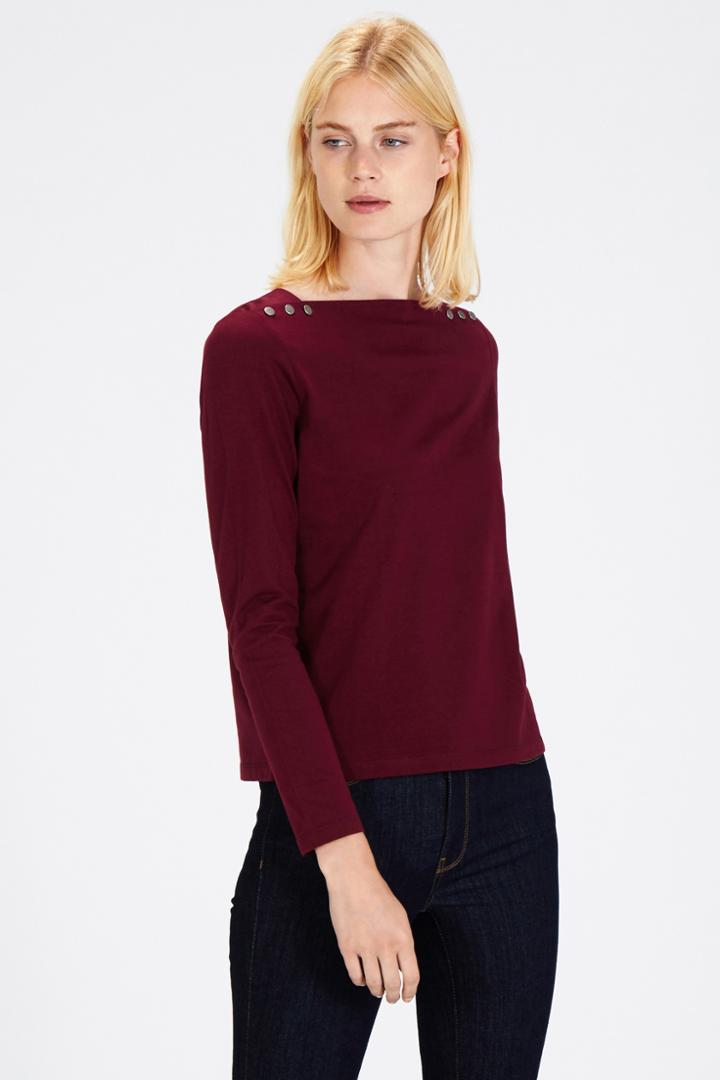 Warehouse Button Detail Square Neck Top