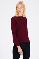 Warehouse Button Detail Square Neck Top