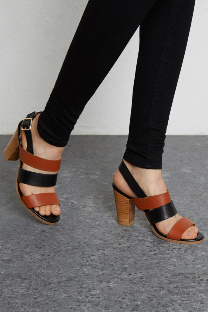 Warehouse Leather Colourblock Sandal