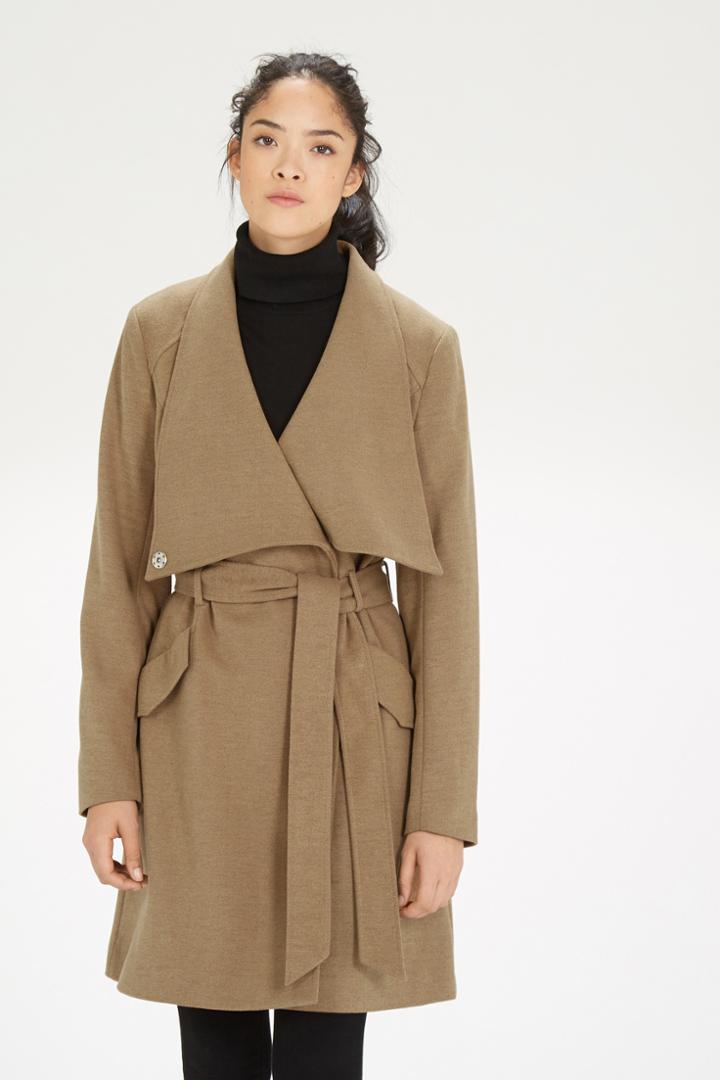 Warehouse Asymmetric Belted Coat