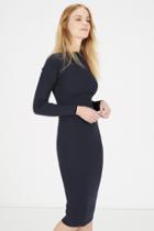 Warehouse Roll Neck Ribbed Dress