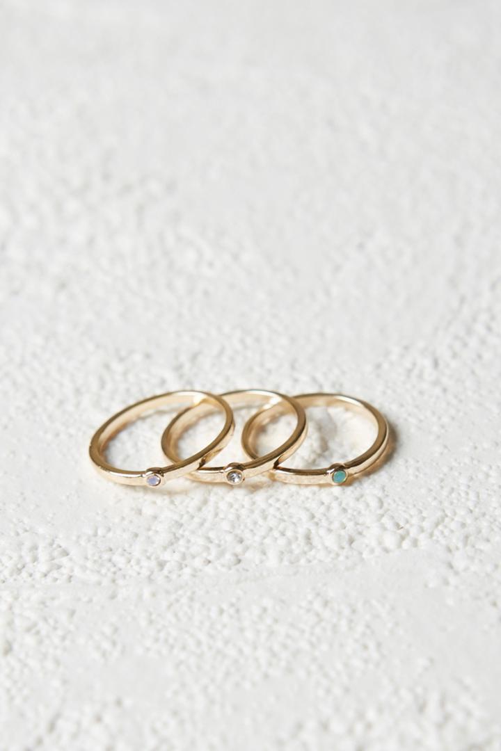 Warehouse Tiny Stone Ring Set