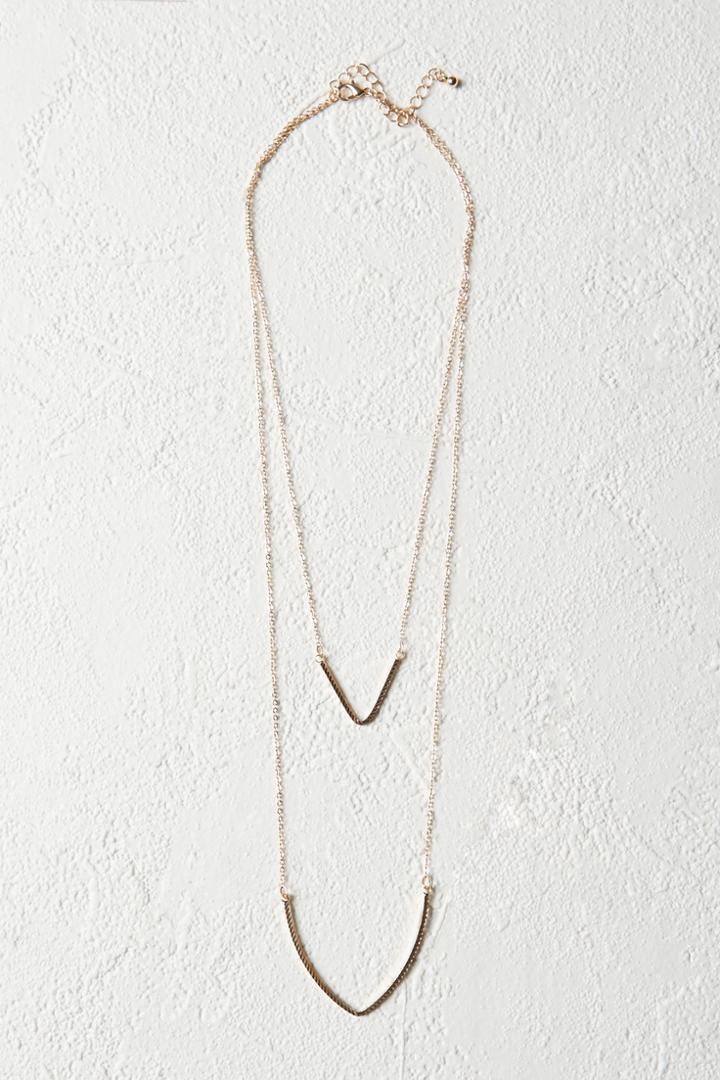 Warehouse Etched V Two Row Necklace