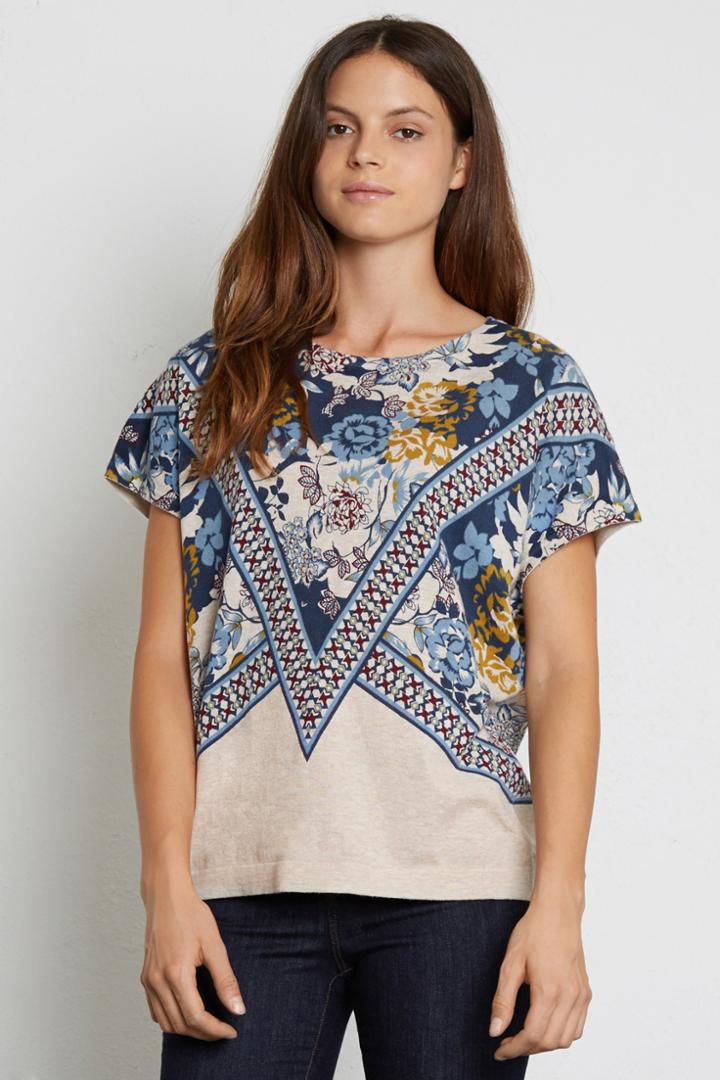 Warehouse Border Print Knitted Top