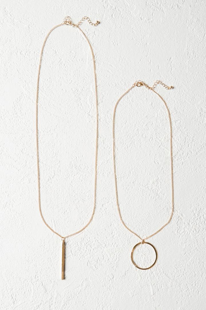Warehouse Circle And Bar Double Necklace
