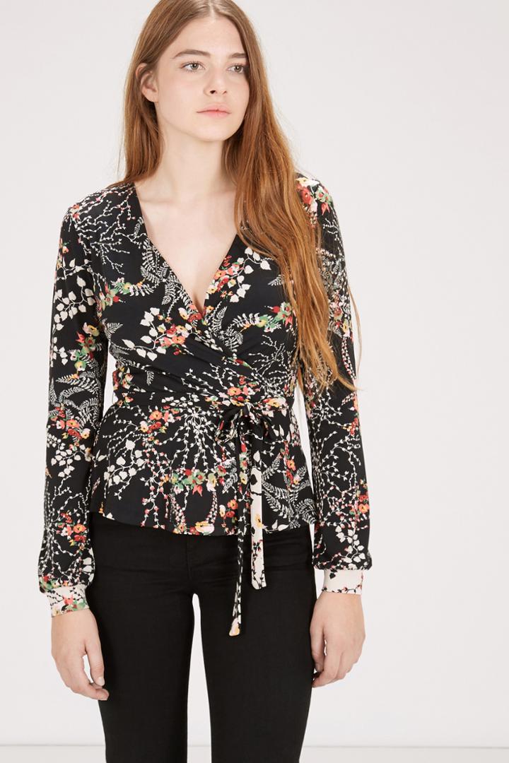 Warehouse Pretty Floral 70s Wrap Top