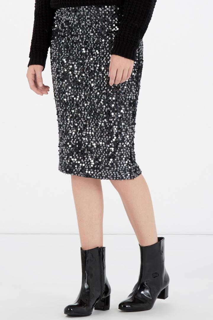 Warehouse Tinsel Sequin Pencil Skirt