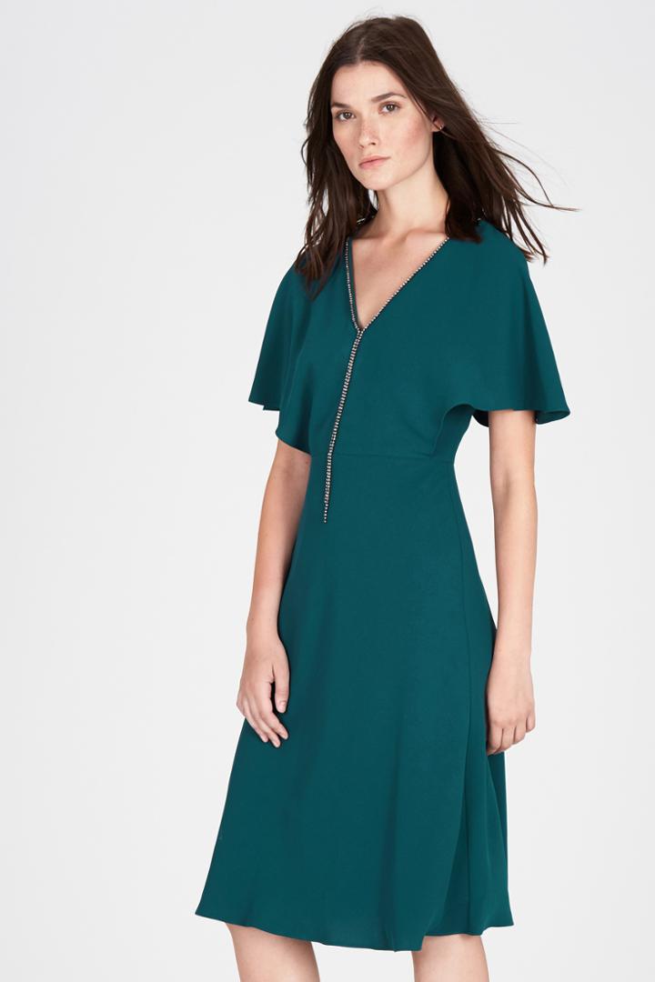 Warehouse Diamante Trim Open Back Dress