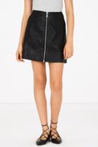 Warehouse Zip Front Faux Leather Skirt
