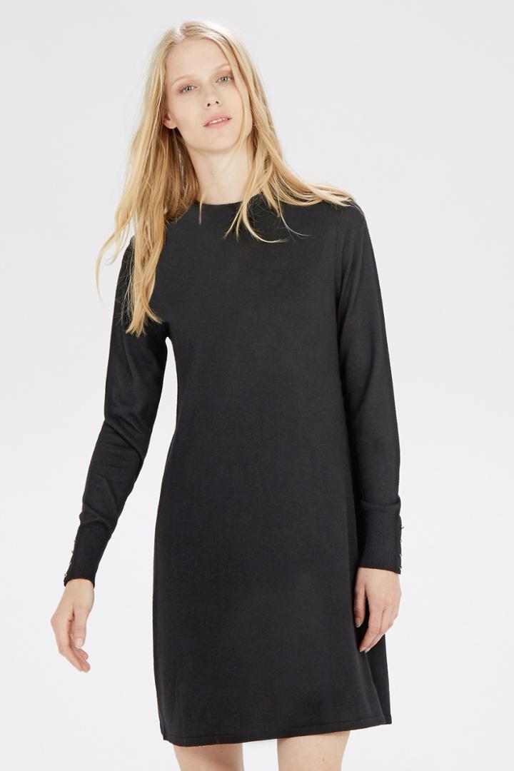 Warehouse Button Cuff Swing Dress