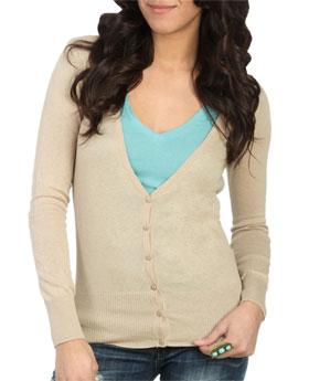 Wetseal Long Sleeve Cardigan Tan -size L