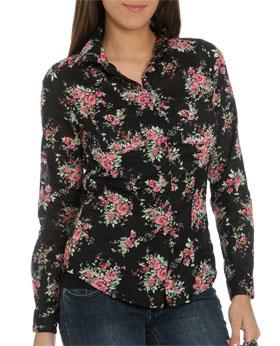 Wetseal Floral Cotton Shirt Black -size L