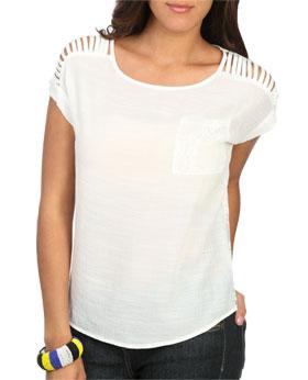 Wetseal Gauzy Lace Back Top White -size M