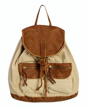 Wetseal Contrast Trim Canvas Backpack Cognac -size Ns