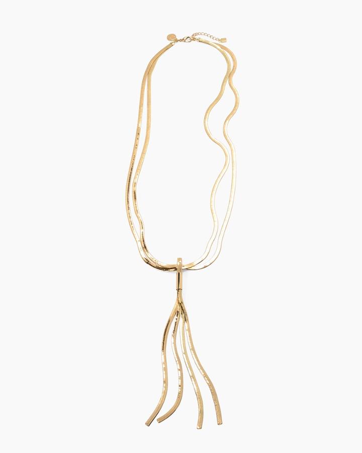 White House Black Market Women's Herringbone Chain Tassel Necklace