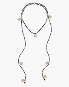 White House Black Market Women's Navy Leather Lariat Necklace