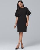 White House Black Market Ruffle-sleeve Black Shift Dress