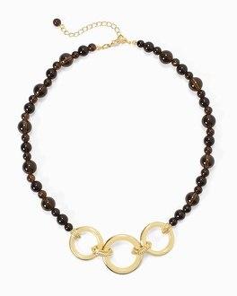 White House Black Market Smokey Quartz Goldtone Chain-link Short Necklace