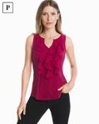 White House Black Market Women's Petite Ruffle-front Shell Top