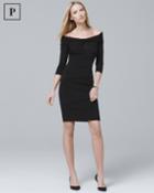 White House Black Market Women's Petite Off-the-shoulder Tiered Black Instantly Slimming Sheath Dress