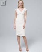 White House Black Market Petite Instantly Slimming Flutter-sleeve White Sheath Dress