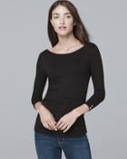 White House Black Market Dual-neck Tee With Faux Pearls