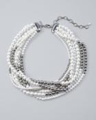 White House Black Market Multi-row Glass Pearl Necklace