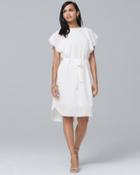 White House Black Market Flounce-sleeve White Soft Shift Dress