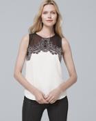 White House Black Market Contrast Lace Shell