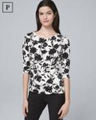 White House Black Market Petite Draped-front Floral Top