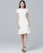 White House Black Market Women's Flounce-detail White A-line Dress