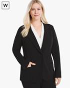 White House Black Market Women's Plus Single-button Stretch Knit Blazer Jacket