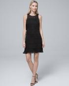 White House Black Market Lace-yoke Black Fringe Shift Dress