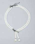 White House Black Market Glass Pearl Lariat Necklace