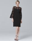 White House Black Market Nanette Lepore Bell-sleeve Black Lace Shift Dress