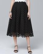 White House Black Market Lattice Black Full Midi Skirt