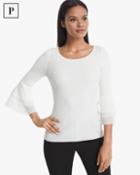 White House Black Market Women's Petite Tiered Woven-sleeve Sweater