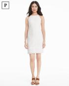 White House Black Market Women's Petite Sleeveless White Lace Shift Dress