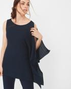 White House Black Market Women's Asymmetric Drape Sleeve Shimmer Sweater