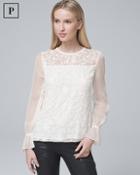 White House Black Market Petite Embroidered Lace Blouse