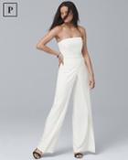 White House Black Market Petite Convertible White Strapless Split-leg Jumpsuit