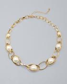 White House Black Market Oval Link & Glass Pearl Short Necklace