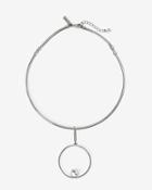 White House Black Market Women's Silvertone Circle Drop Collar Necklace With Swarovski Crystal