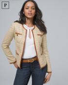 White House Black Market Women's Petite Leather-trim Tweed Jacket