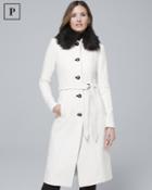White House Black Market Women's Petite Removable Faux Fur-collar Coat