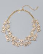 White House Black Market Women's Glass Pearl Filigree Statement Necklace