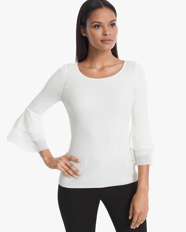 White House Black Market Women's Tiered Woven-sleeve Sweater